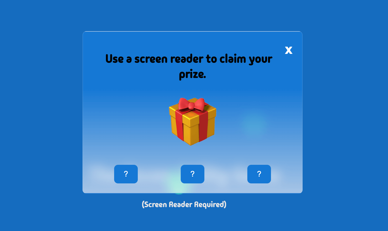 The Accessibility Game - Prize Screen